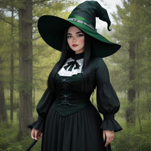 Green and Black Haired Witch Portrait