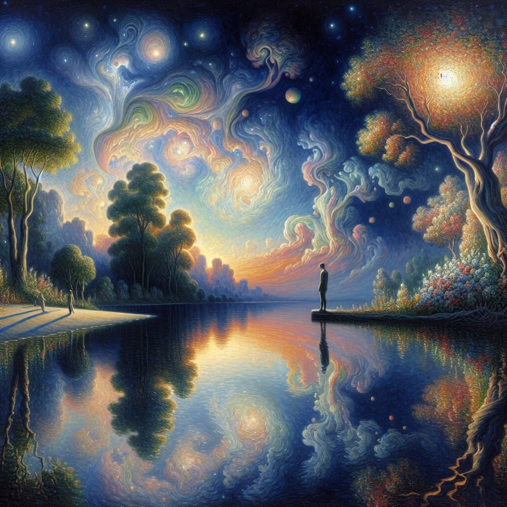 Starry Cosmos Reflected in Tranquil Lake