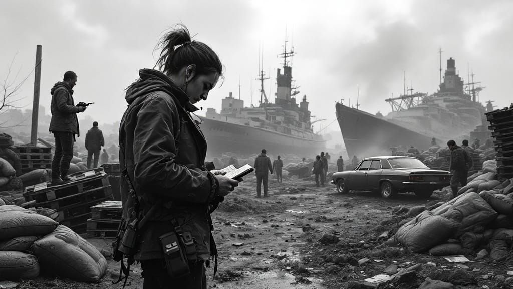 Post-Apocalyptic Village Prepares for Attack in Black and Wh...