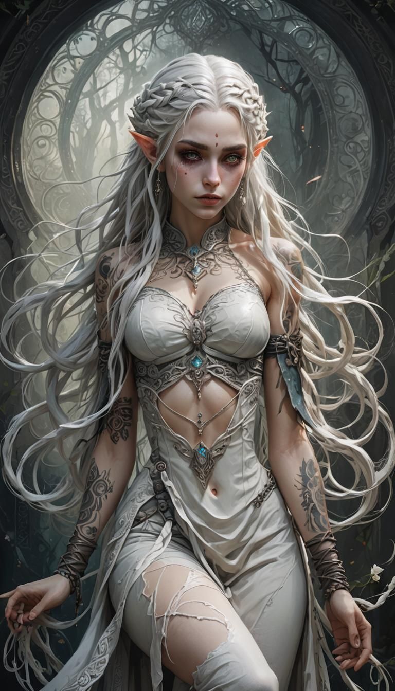 Ethereal Elf Artist with Braids and Tattoos