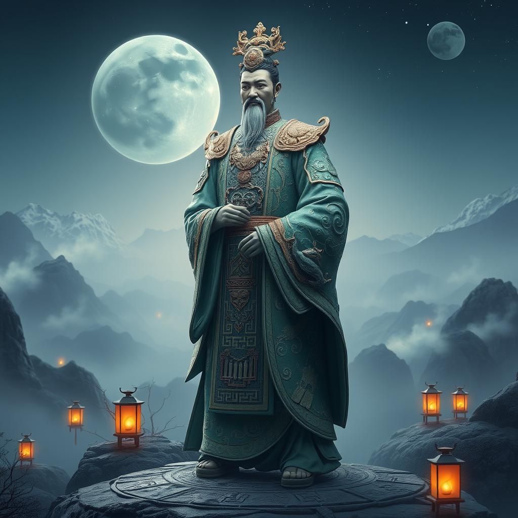 Han Dynasty Jade Burial Suit in Ethereal Landscape