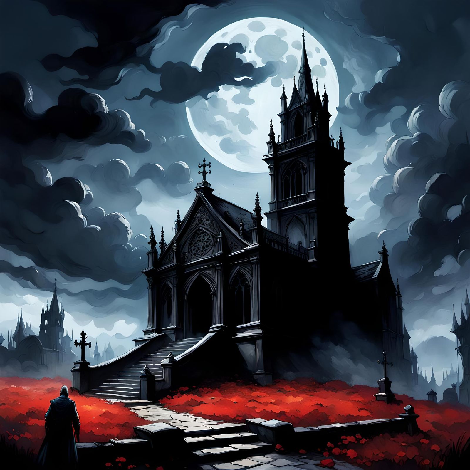 Gothic Grave in Thunderstorm: Dark Academia Art