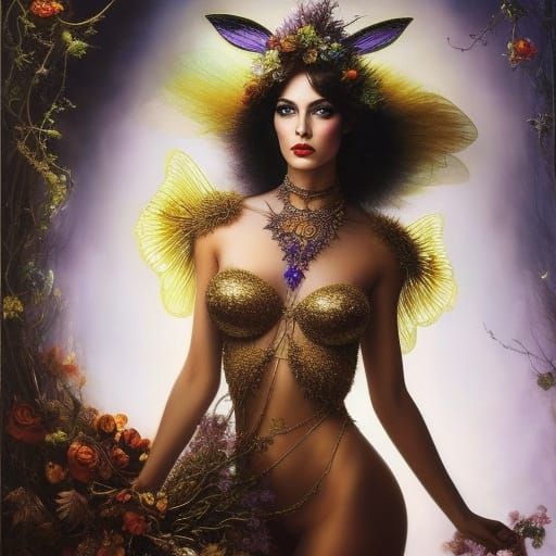 Enchanted Girl Portrait with Butterfly Hat