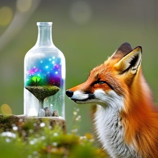 Ethereal Bottled Fox Spirit with Bokeh