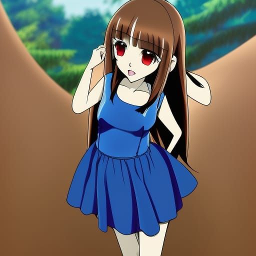 Anime Girl in Forest with Brown Hair