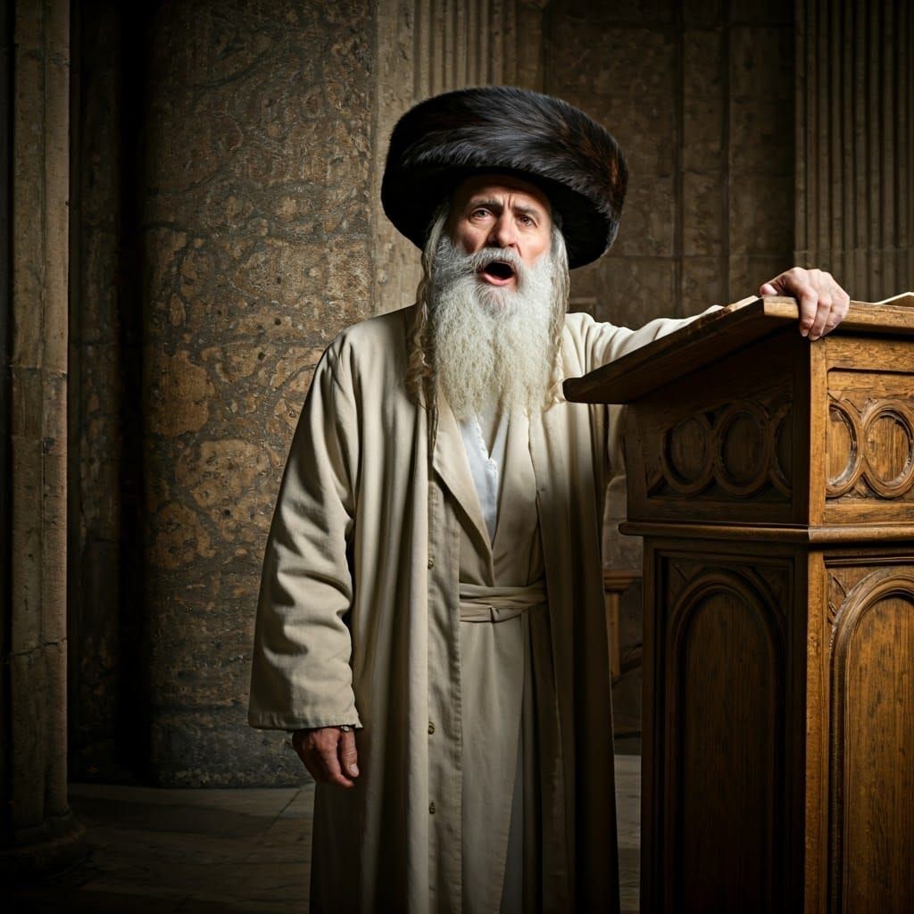 Ancient Jewish Rabbi Shouts from Synagogue Pulpit in 1st Cen...