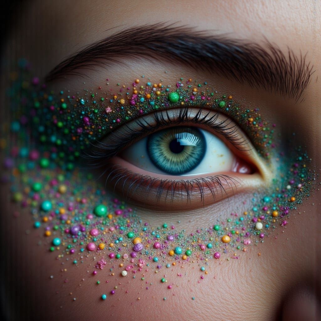 Surreal Eye Macro with Pointillist Neural Network Eyeshadow