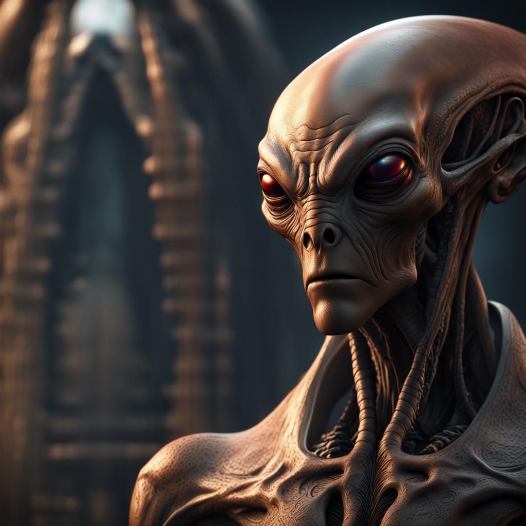 Dignified Alien Researcher in Detailed Matte Painting