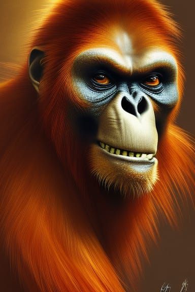 Ghost Rider Orangutan Portrait in Hyperdetailed Style