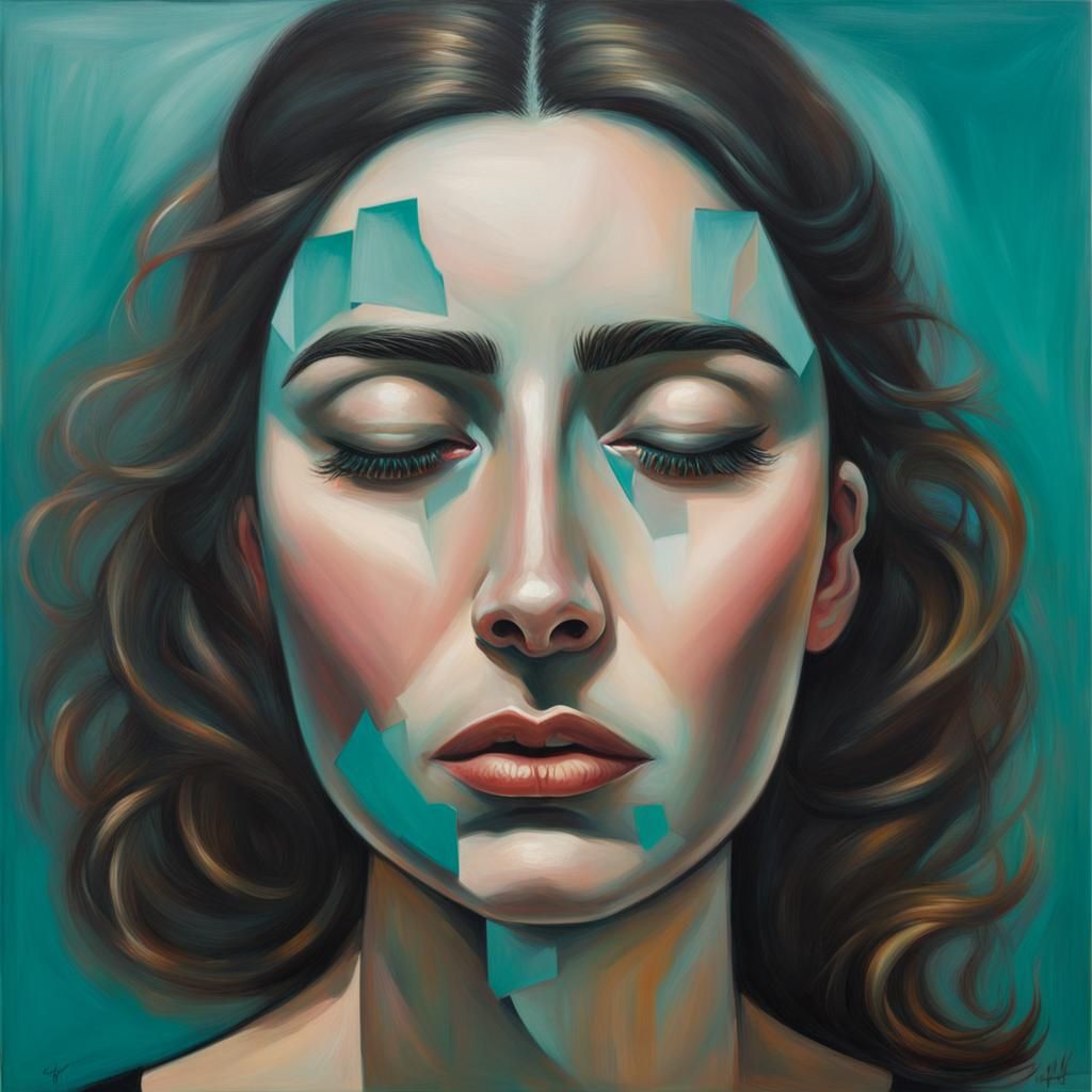 Contrasting Emotions: Surrealist Portrait in Oil Paint