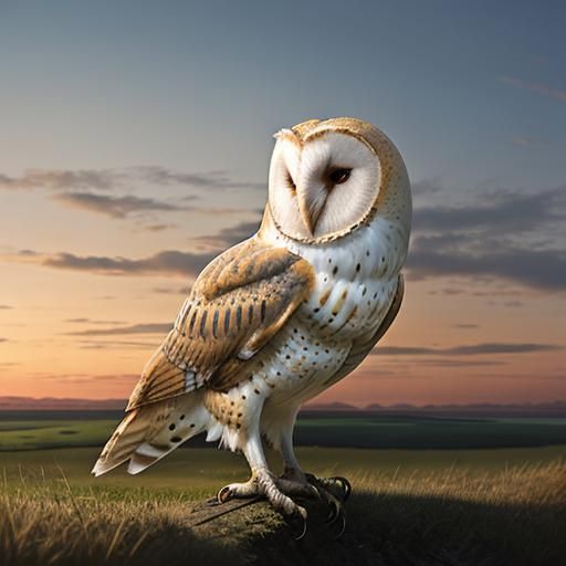 Barn Owl Watches Rabbit at Dawn in Hyperreal Detail