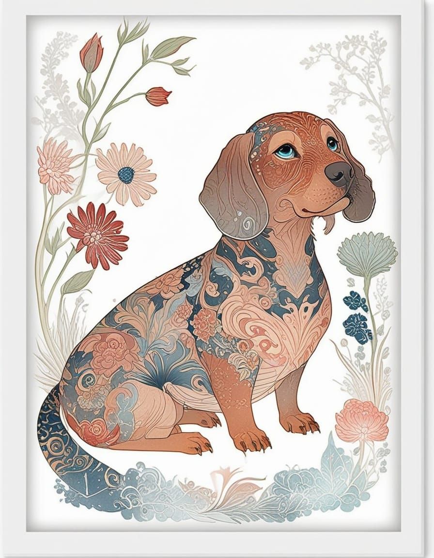 Surreal Red and Blue Chimera in Anime-Inspired Fantasy Style