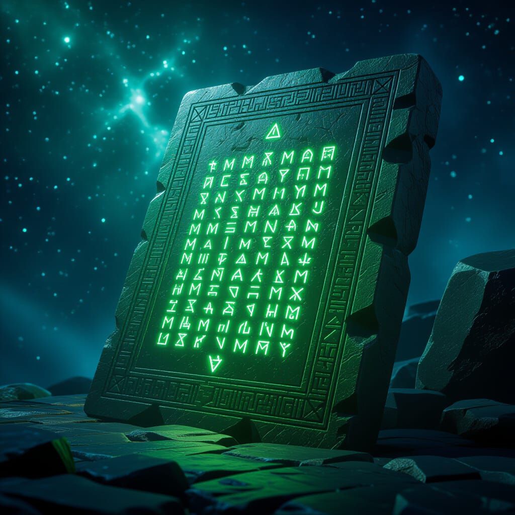 Emerald Tablets of Thoth in Fantasy Concept Art Style