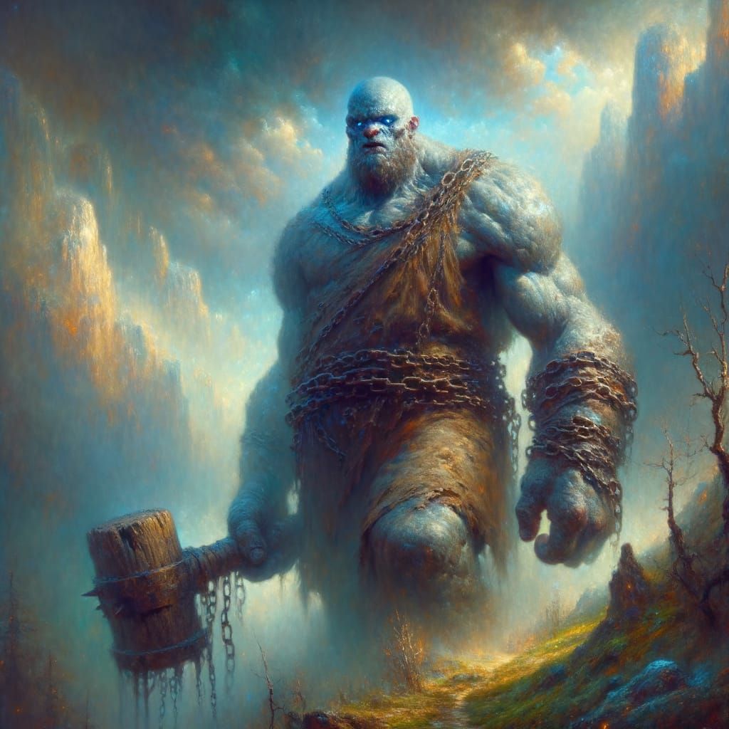 Hill Giant in Rathvarian Hills, Painterly Style