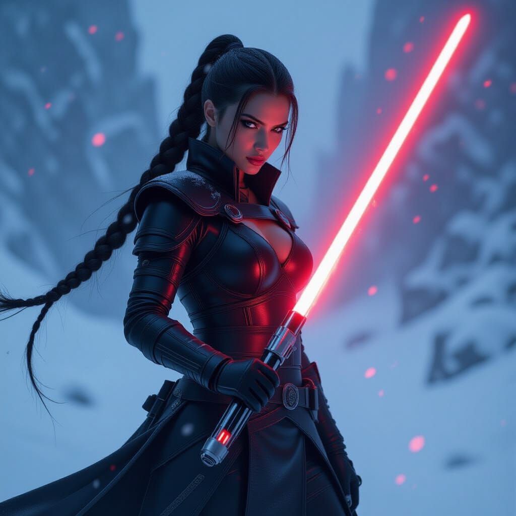 Female Sith Master in Raging Blizzard, Cinematic Fantasy
