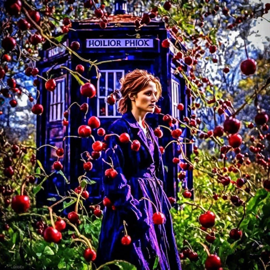 Doctor Who in Psychedelic Herb Garden, Neo-Impressionist Pai...