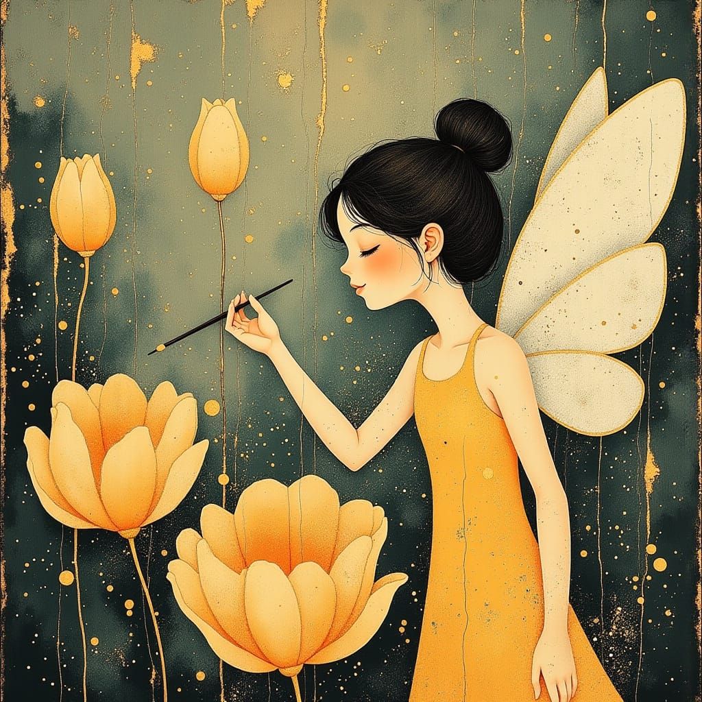 Delicate Fairy Paints Fuchshandschuhpflanze Bloom in Whimsic...