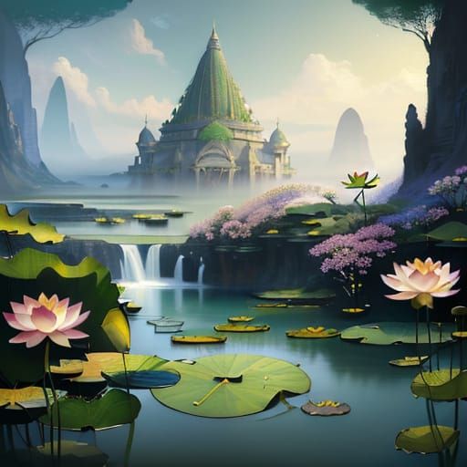 Fantasy Lotus in Classic Art Style