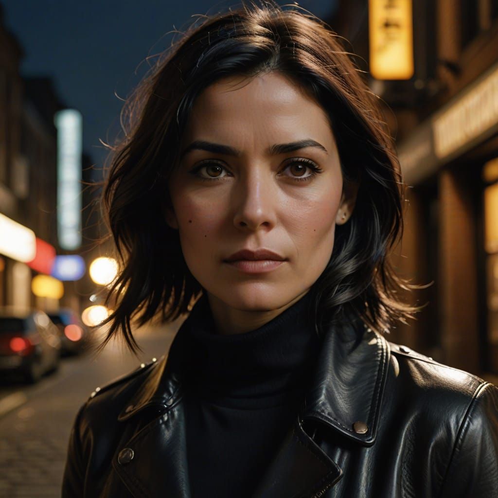 Film Noir Portrait of a Businesswoman with Black Hair