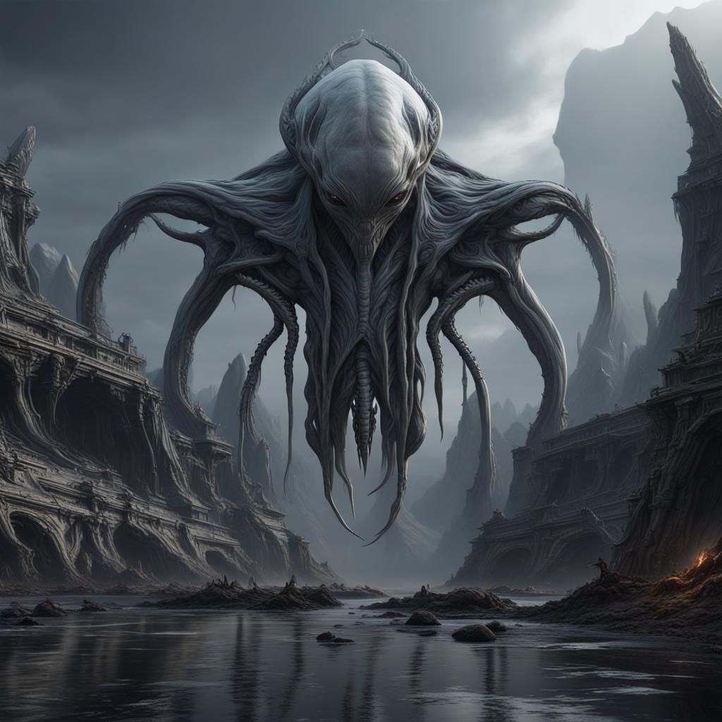 Detailed Alien Grey Matte Painting