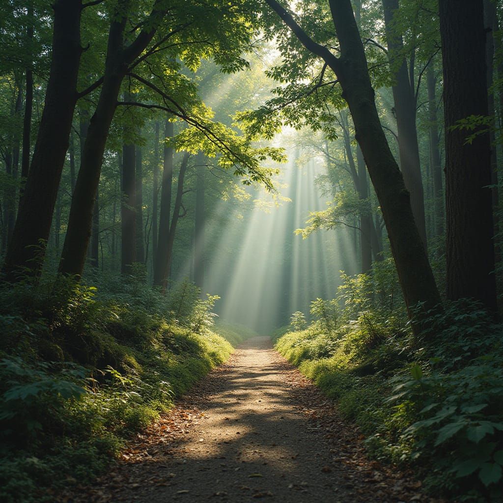 Surreal Forest Landscape in Playful Light and Shadow