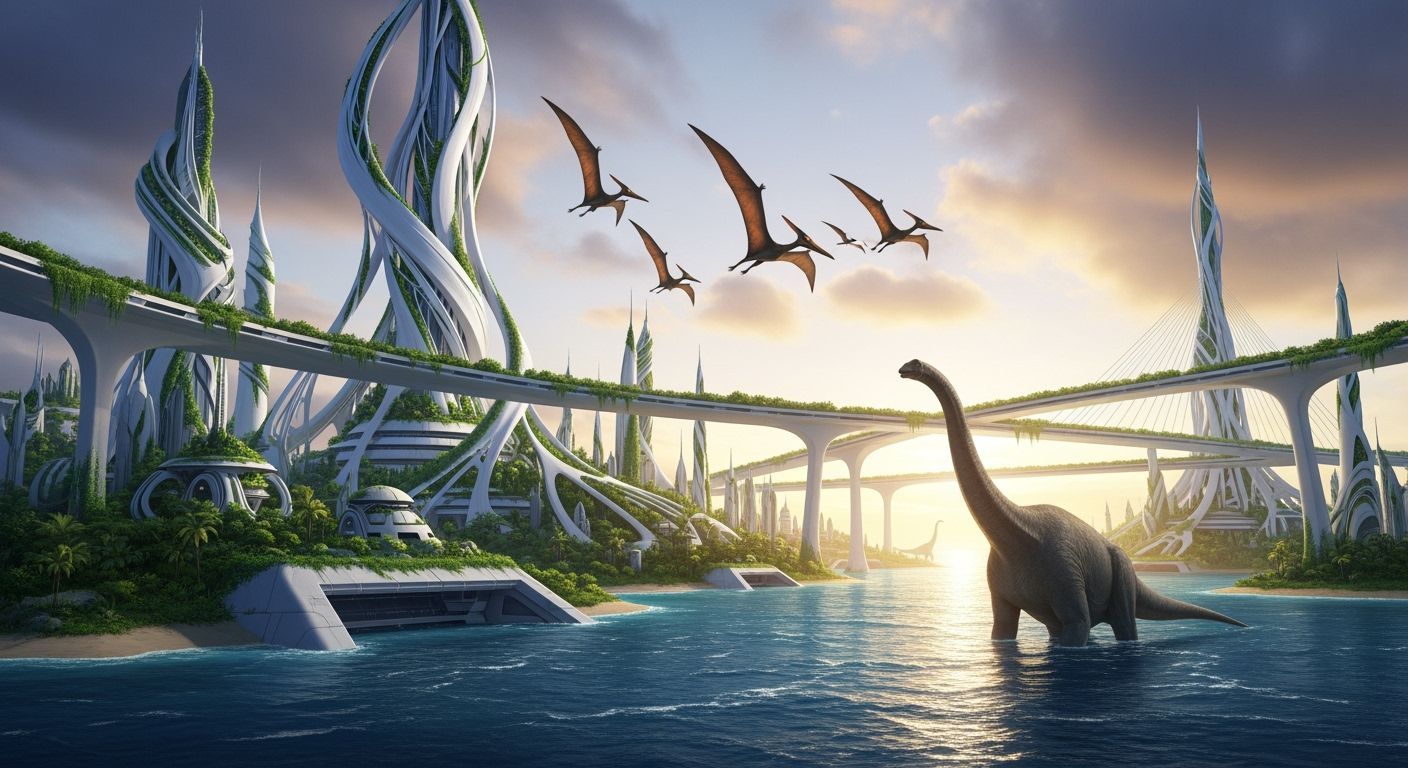 Lush Futuristic City on Aquatic Planet