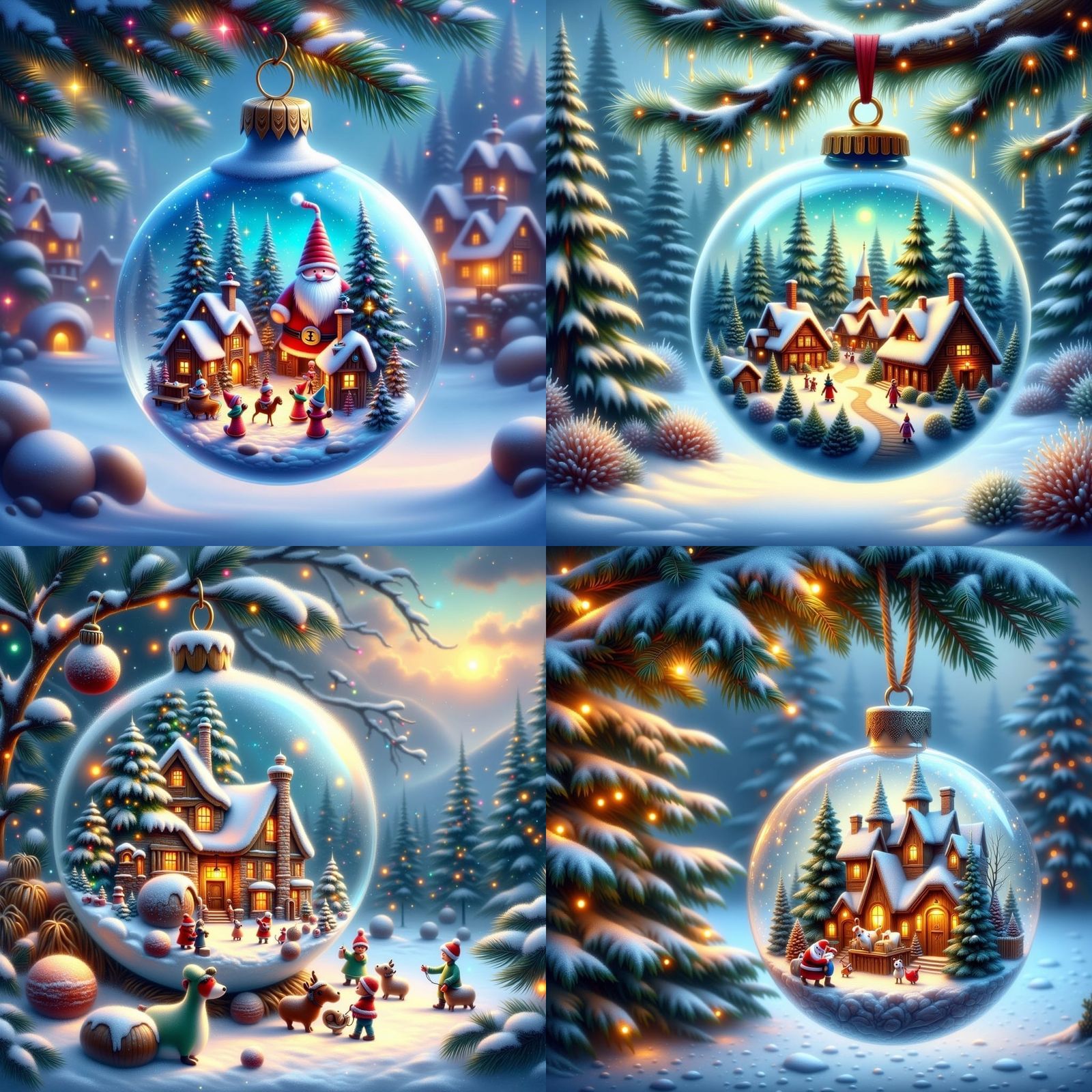Fantasy Christmas Tree with Microscopic North Pole Village i...