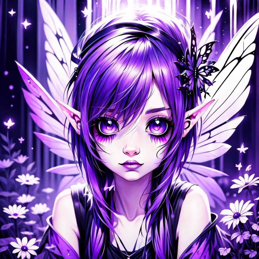 Purple Emo Fairy Illustration
