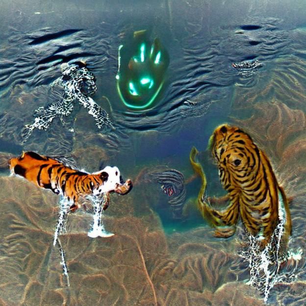 Tiger Meets Alien in Water