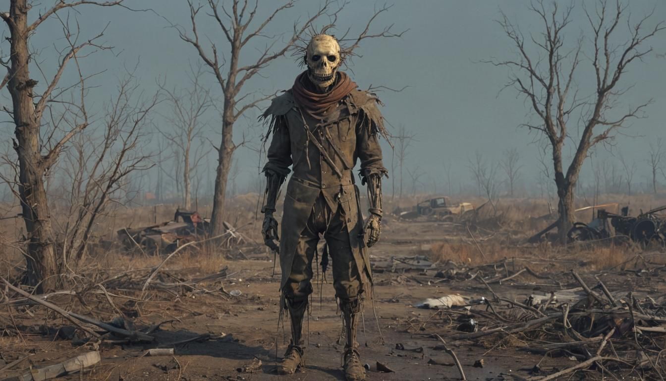 Wasteland Scarecrow in Haunting Cinematic Style