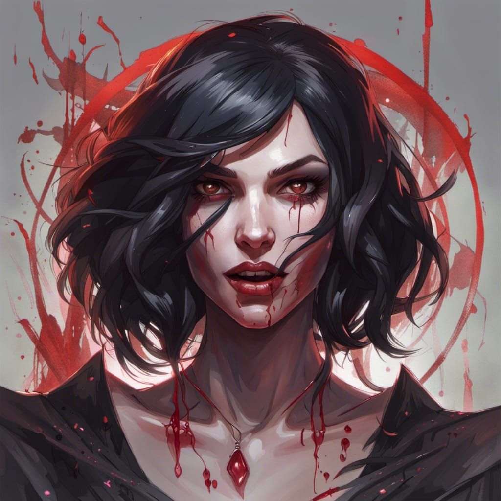 Bloody Vampire Portrait in Modern Goth Style