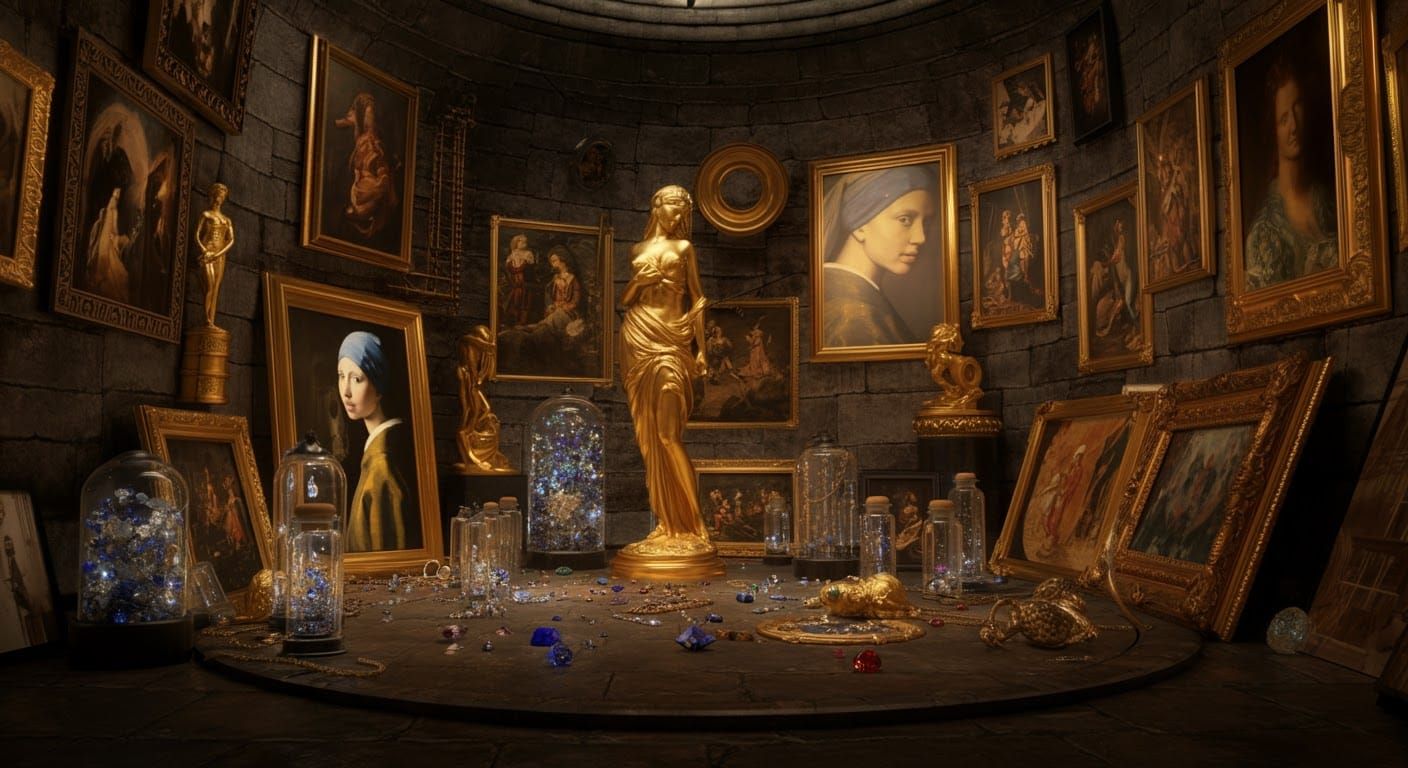 Opulent Underground Vault Filled with Golden Treasure