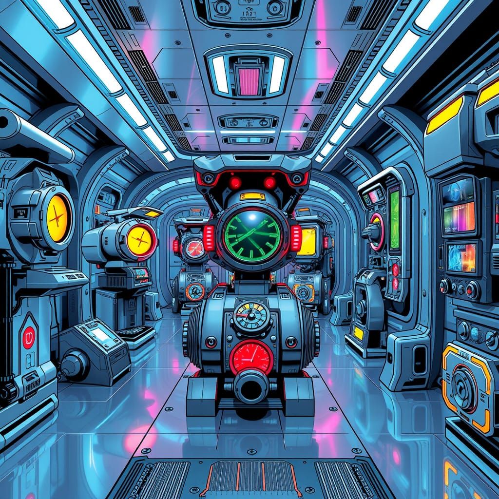 Futuristic Machines in Comic Book Style