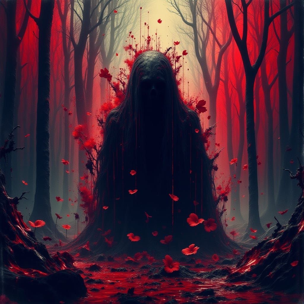 Gruesome Crime Scene with Dark Figure as Matte Painting