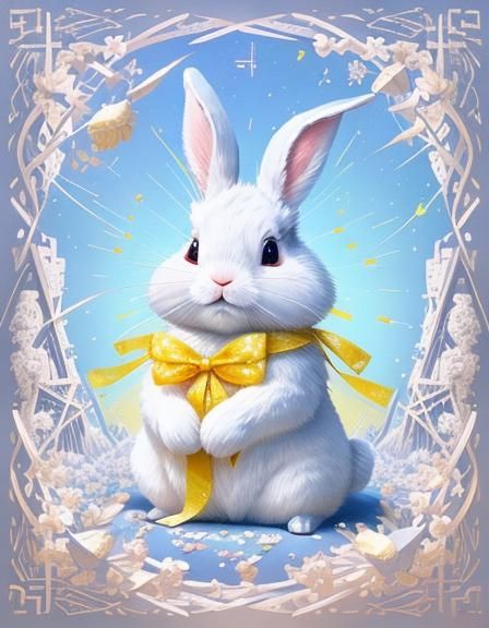 Fluffy Rabbit in Candyland: Delicate ASCII Art