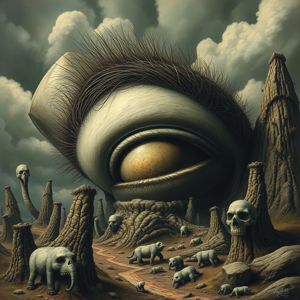 Surreal Eyebrow Landscape Inspired by Automatist Experimenta...