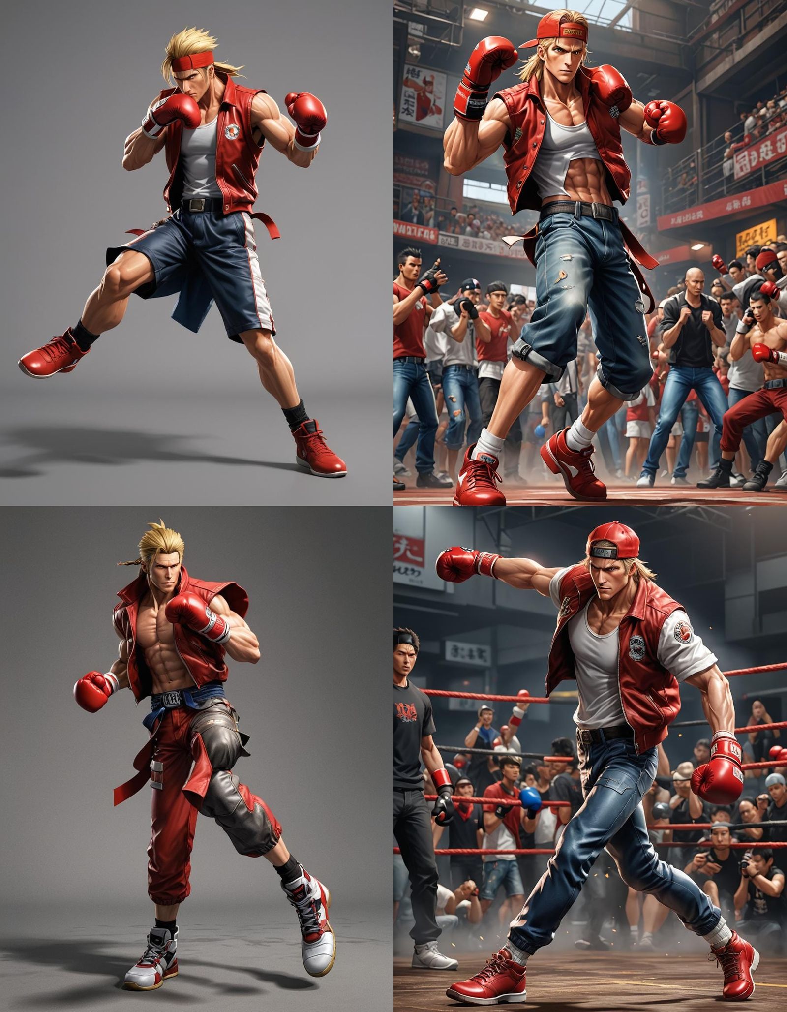 Terry Bogard Kickboxing in 3D Anime Art