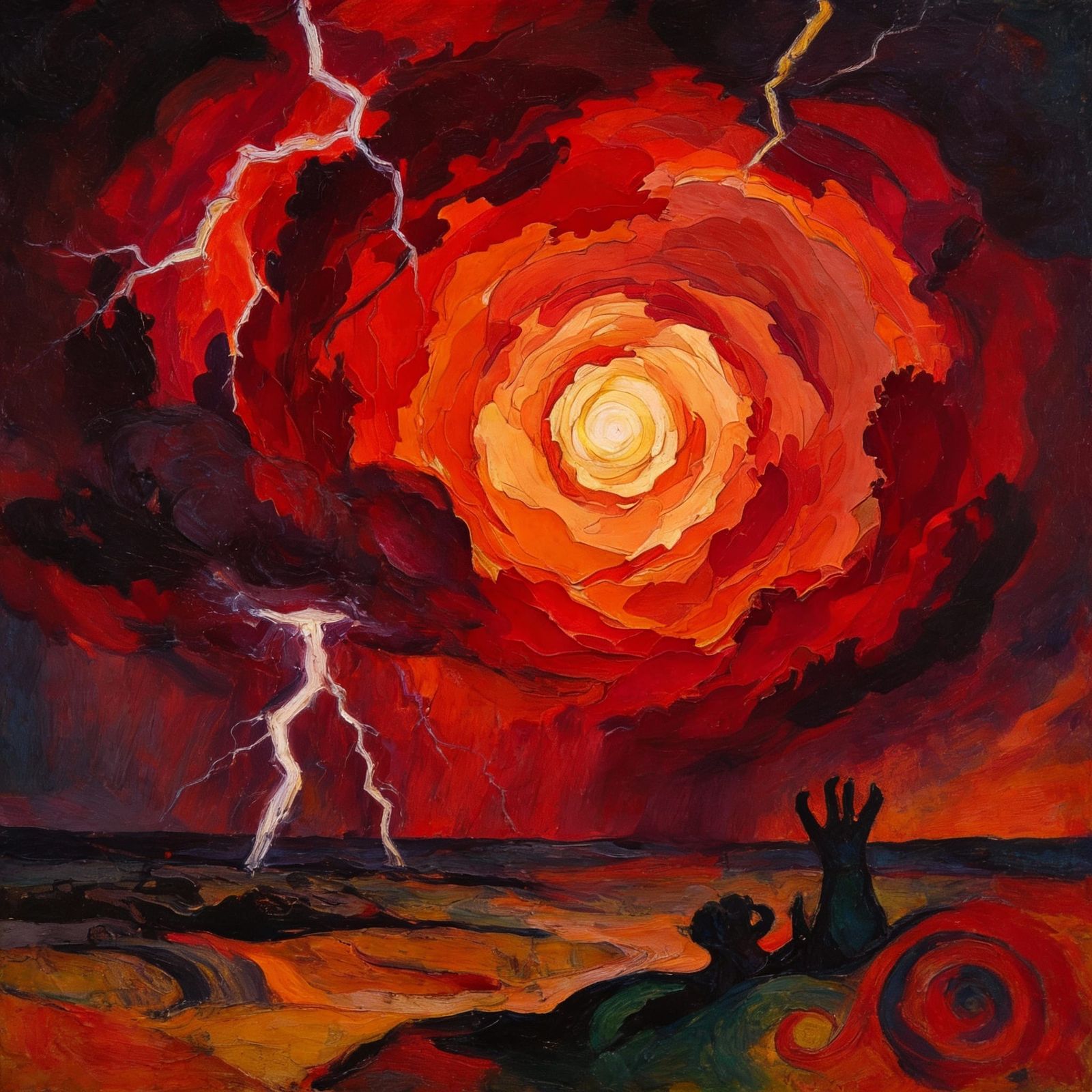 Crimson Tempest Abstract Art in Expressionist Style