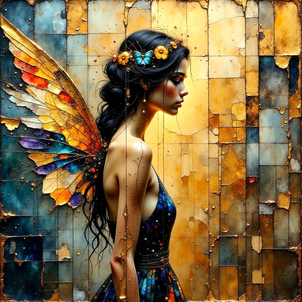 Angel on Subway in Impasto Style