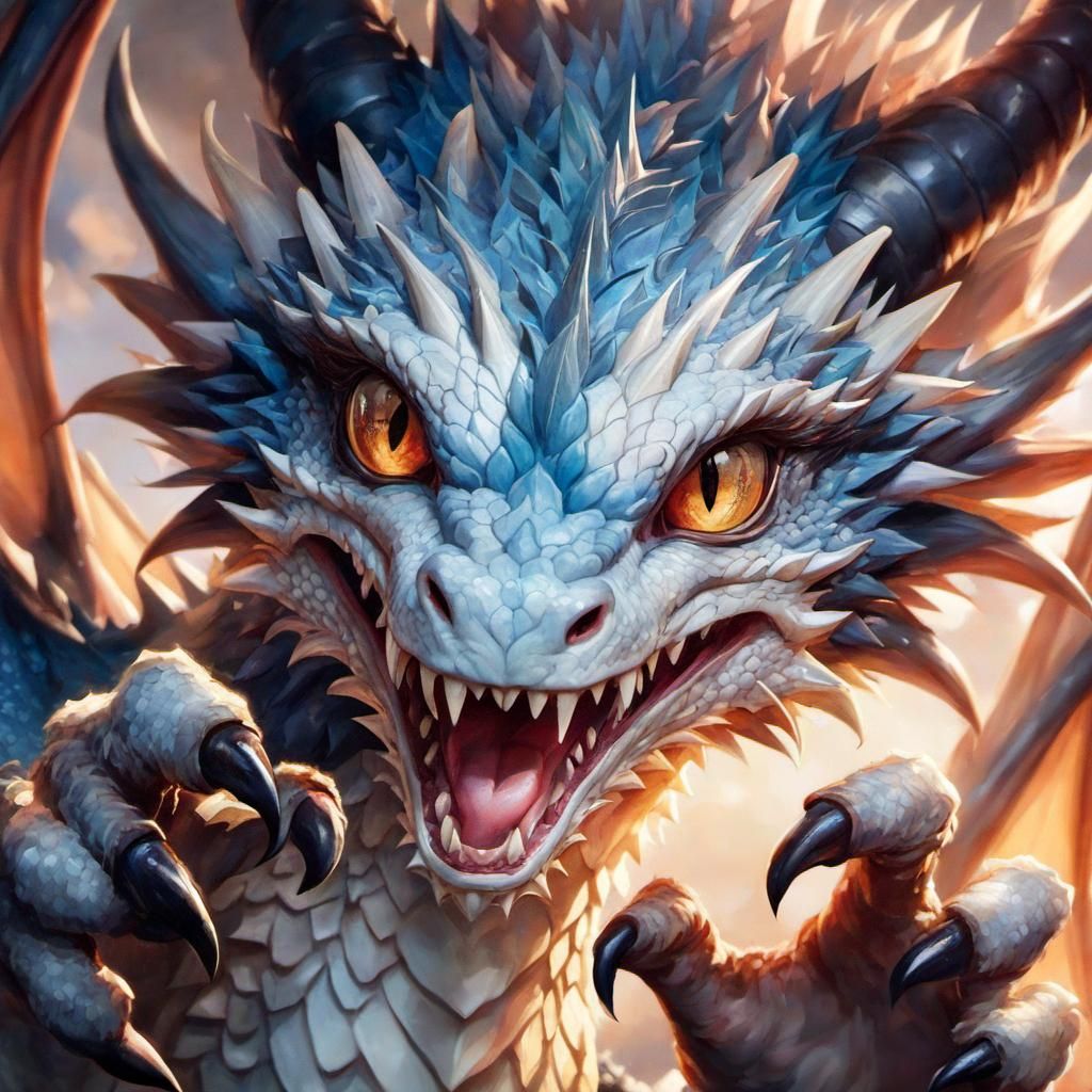 Anime Dragon Portrait with Sharp Claws