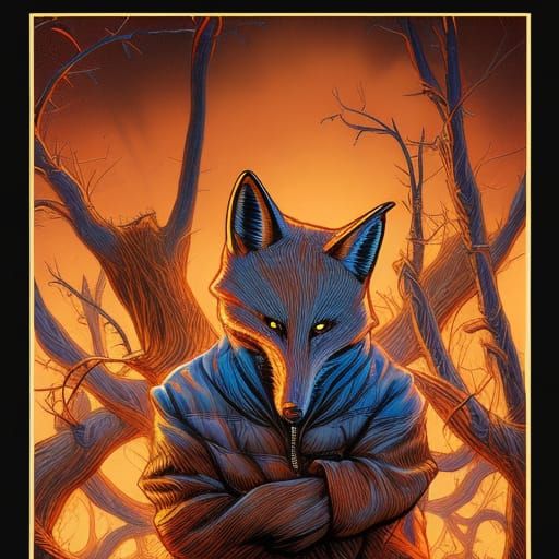 Fox Hoodie Thug in Comic Book Art Style