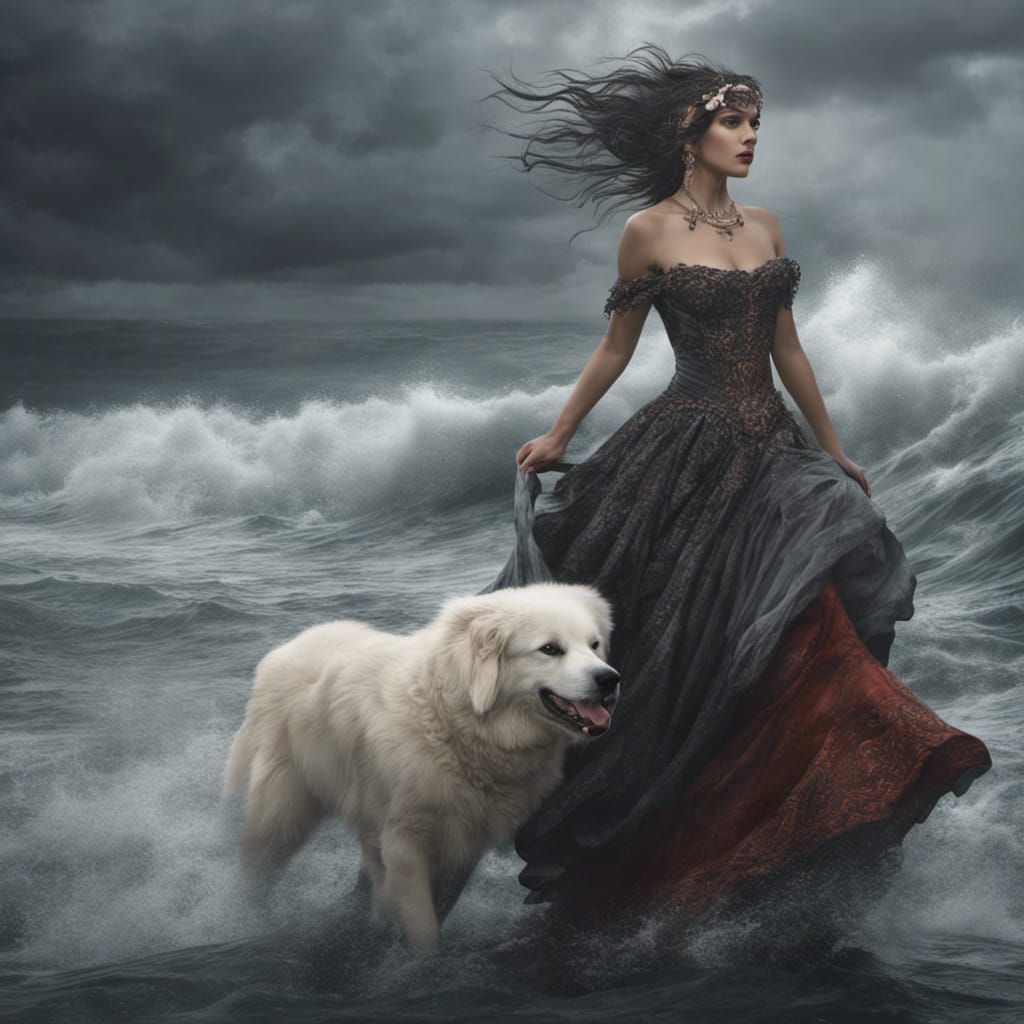 Gothic Día de los Muertos Goddess in Storm