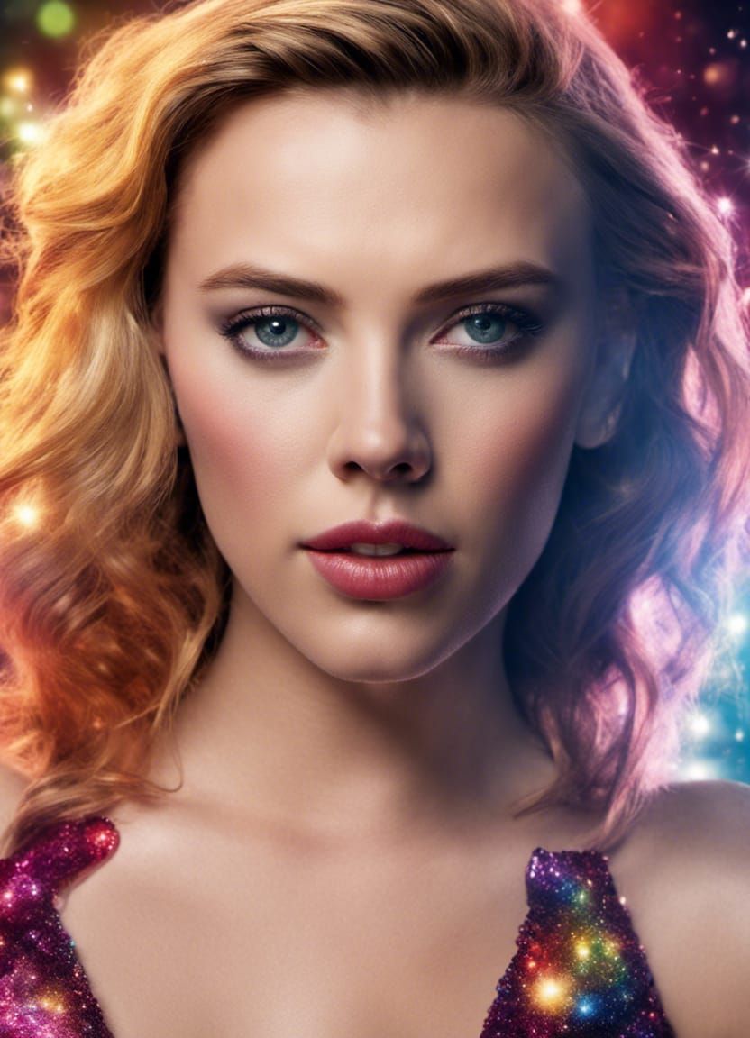 Model with Sparkling Makeup and Lights