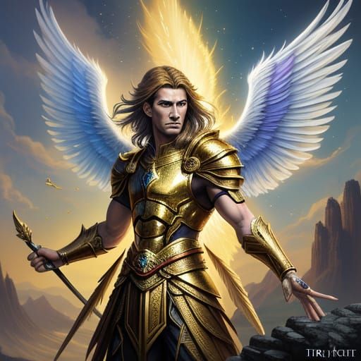Young Angel Warrior in a Majestic Digital Painting
