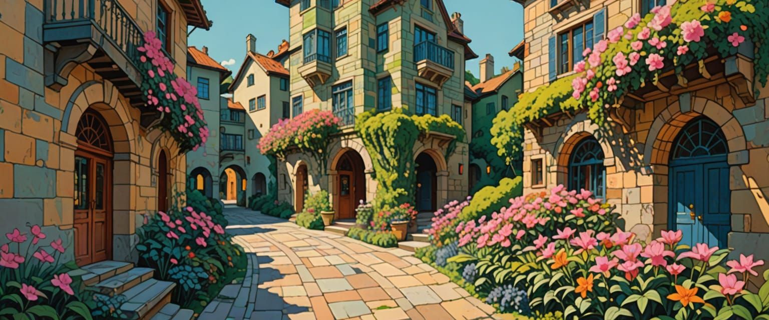 Vibrant High Street Scene in Comic Book Style