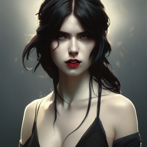 Detailed Portrait of a Goth Girl in Splash Art