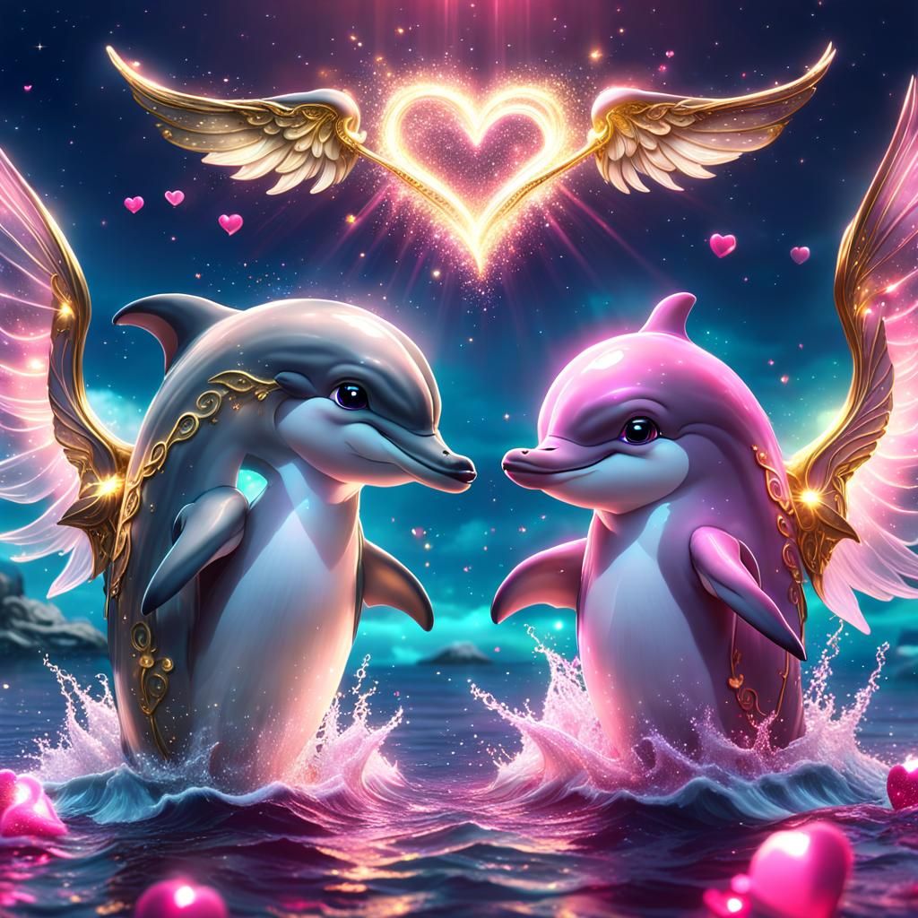 Winged Dolphins Cast Love Spell Under Sparkling Lights