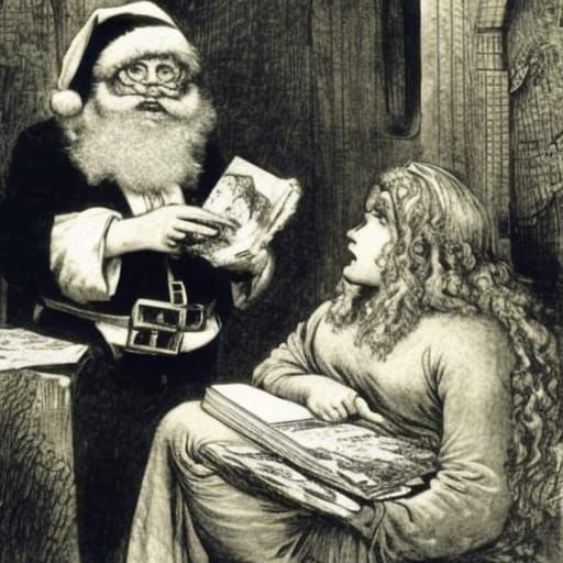 Santa's Gift: Doré-Inspired Illustration