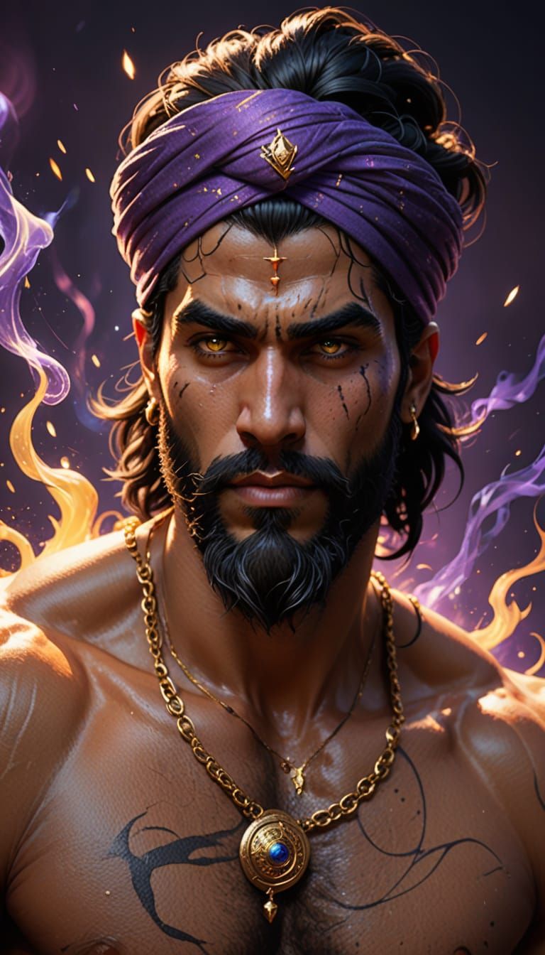 Handsome Djinn Concept Art in Photorealistic Style