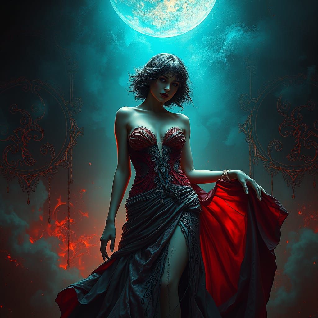 Melting Femme Fatale in Mystical Dark Art Style